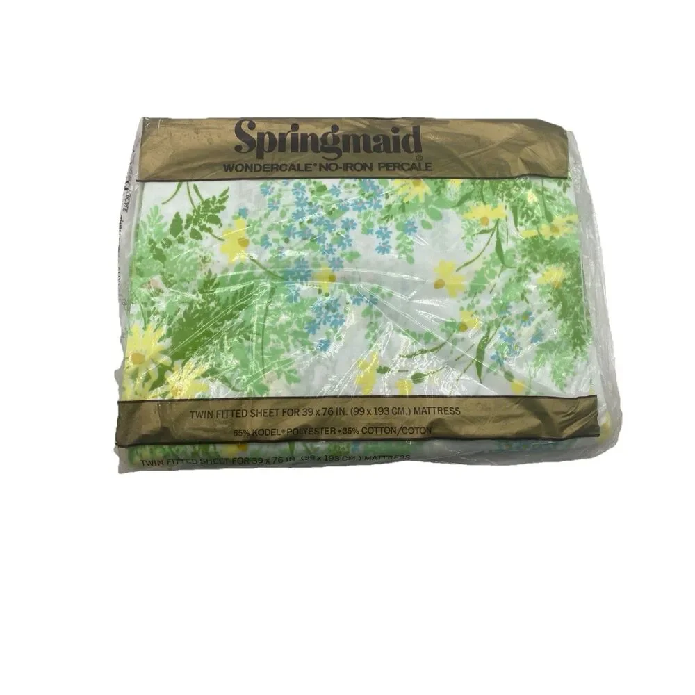 Vintage Springmaid Wondercale No Iron Percale Twin Flat Sheet Michelle NOS